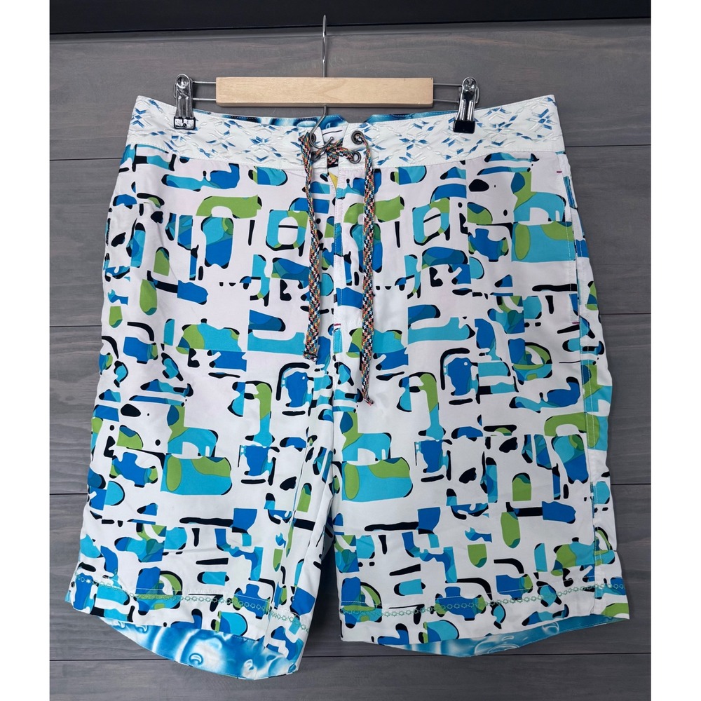 Robert Graham Colorful Board‎ Shorts Size 34 Ripstop Rainbow Drawstring